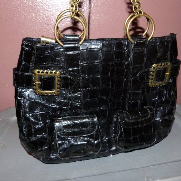 BABEE D LARGE EMBOSSED LEATHER BAG. EUC - Picture 5 of 16